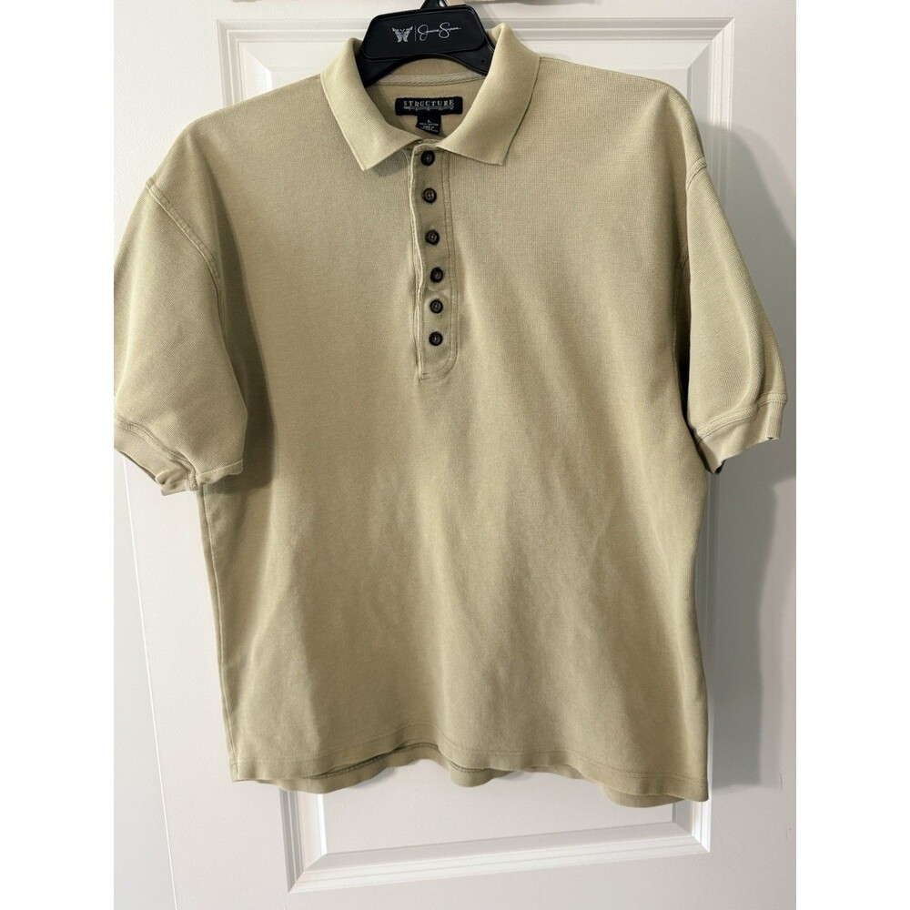 Structure Men’s Polo Shirt | 6 Button Front | Large | Beige